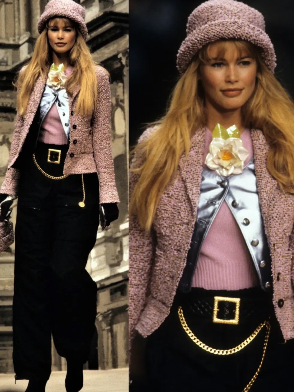 Chanel 94A Fantasy Tweed Lilac Blazer Jacket Logo Buttons Vintage ASO Claudia